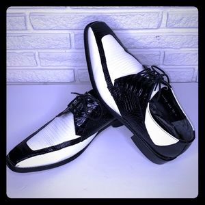 Black and White Wing Tip Shoes